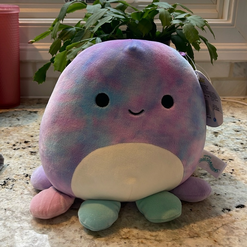 NWT 7.5” Squishmallow - Mary the purple & blue tie dye Octopus